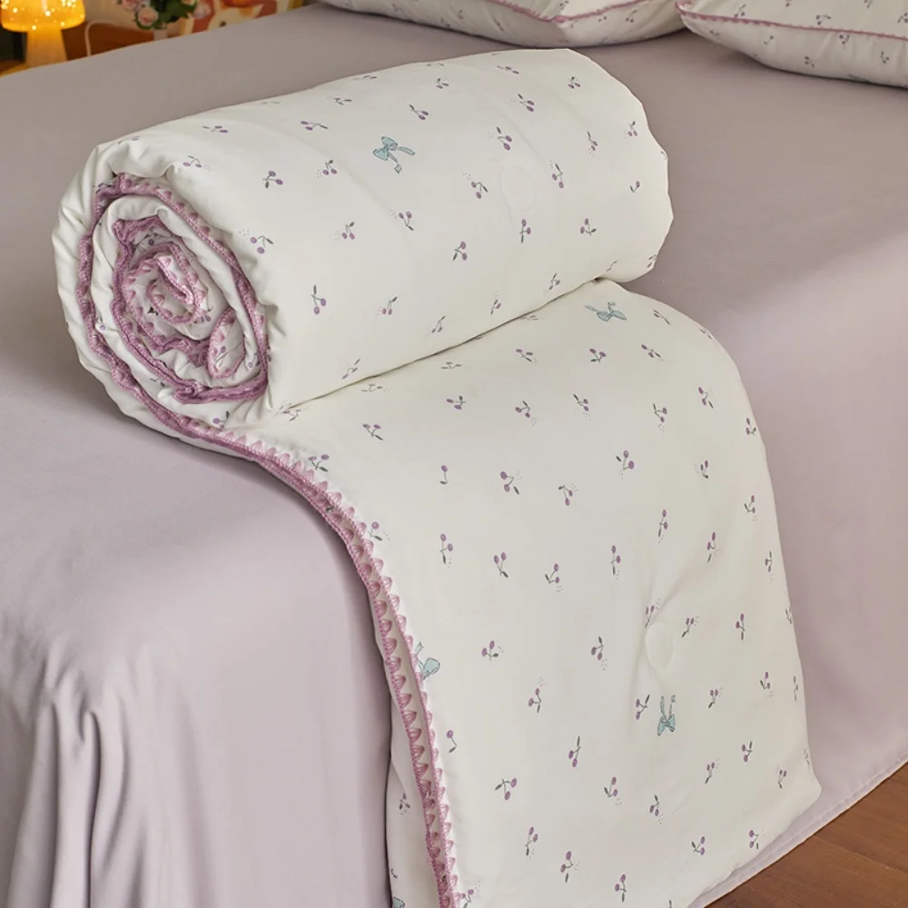 

Double-Layer Soy Fiber Summer Quilt A-Class Air Conditioning Single Person Cool Thin Quilt Breathable for Student Home Textiles