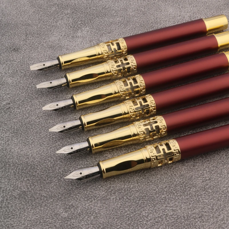 1pc Parallel Fountain Pen Frosted red Calligraphy Pen 0.7/1.1/1.5/1.9/2.5/2.9mm Nib Office Supplies Ink Pens