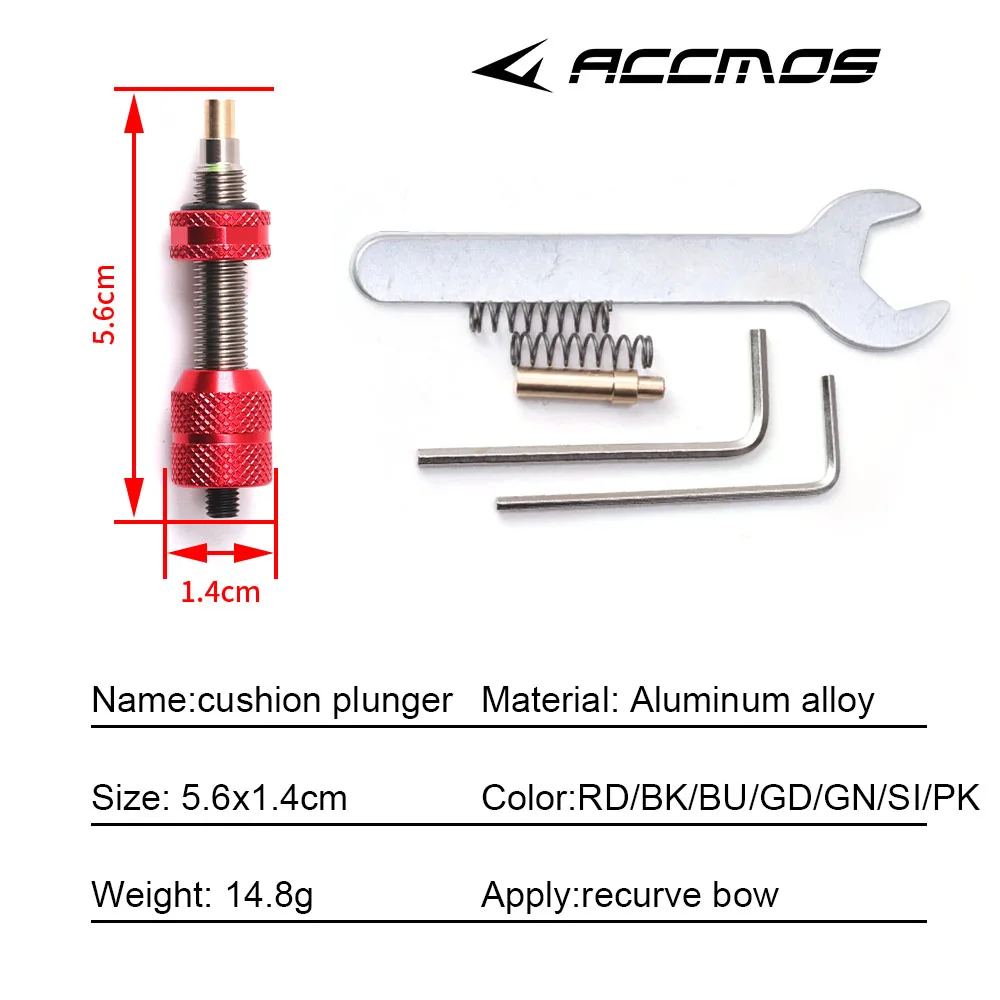Recurve Bow Archery Cushion Plunger, Screw-in Pressure Button, Aluminum Alloy, Shooting Hunting Equipment