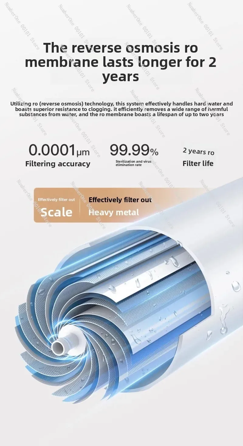 Reverse Osmosis Water Purifier for Home, Kitchen Tap Filtration System for Direct Drinking, Pure Water Machine