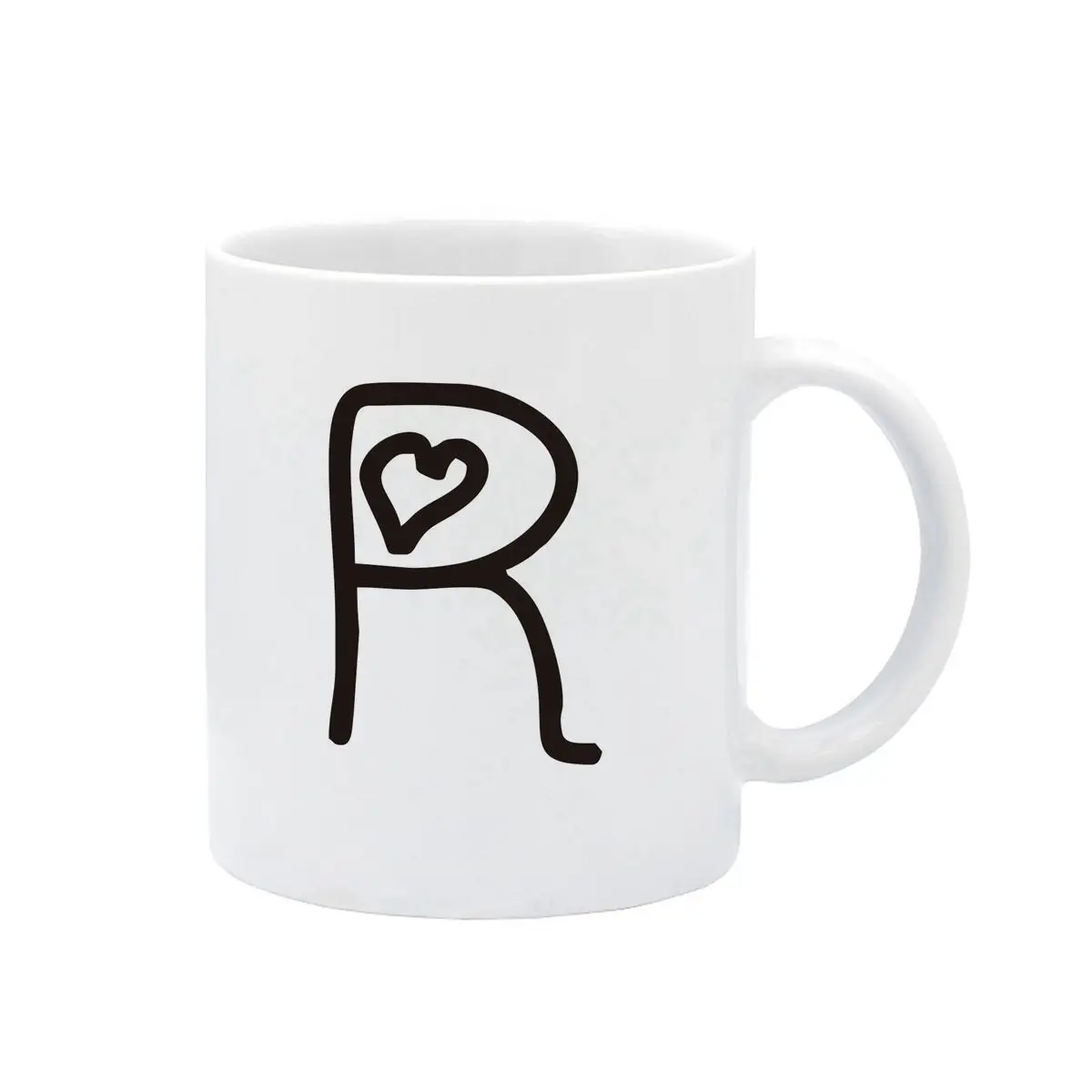 Birthday Age Name English Letter R Large Handle High Quality White Ceramic Mug 11 oz Cold and Hot Drink Coffee Cup