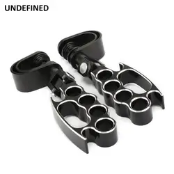 Motorcycle Flying Knuckle Foot Pegs Highway 25mm 32mm Engine Crash Bar Guard w/Clamp Footrest Mount For Harley Chopper Bobber