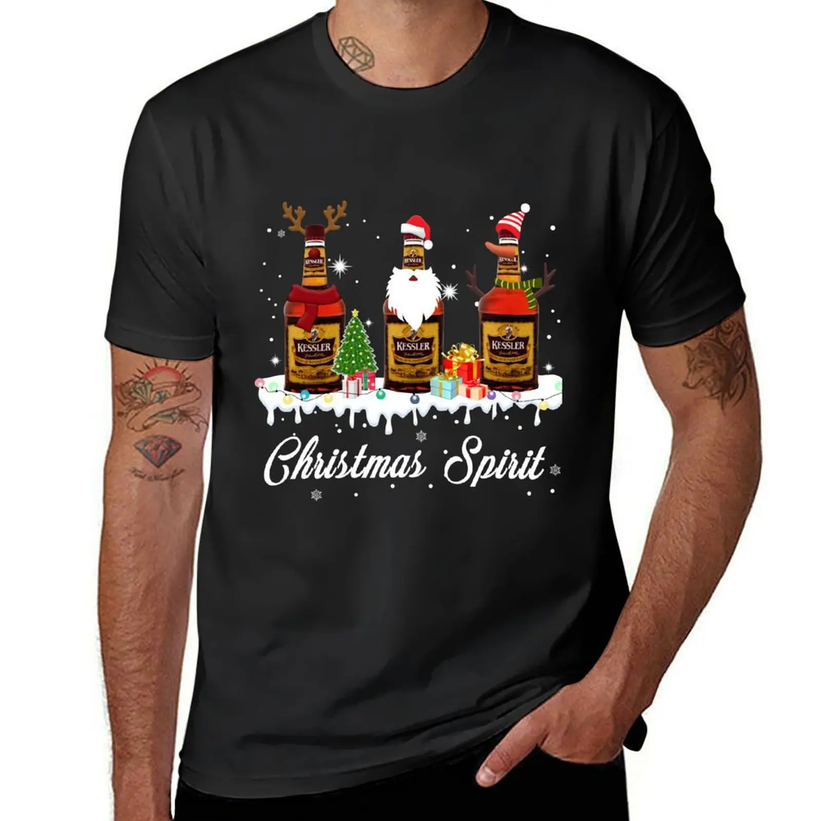 Christmas Spirit Whisky In The Snow T-Shirt anime hippie clothes mens tall t shirts