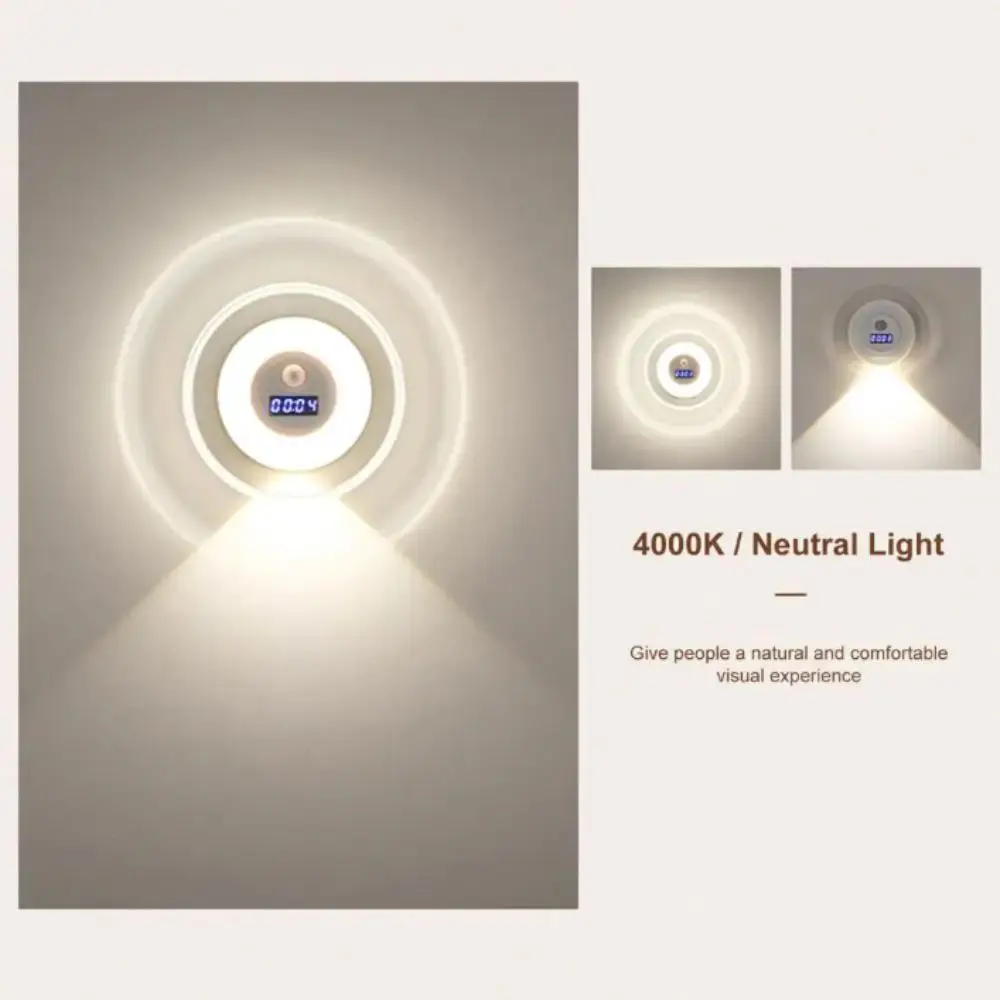 

Stepless Dimming Dimmable Bedside Lamp Wall Light Human Body Sensing Digital Clock Lamp Spotlight Small Size LED Night Light