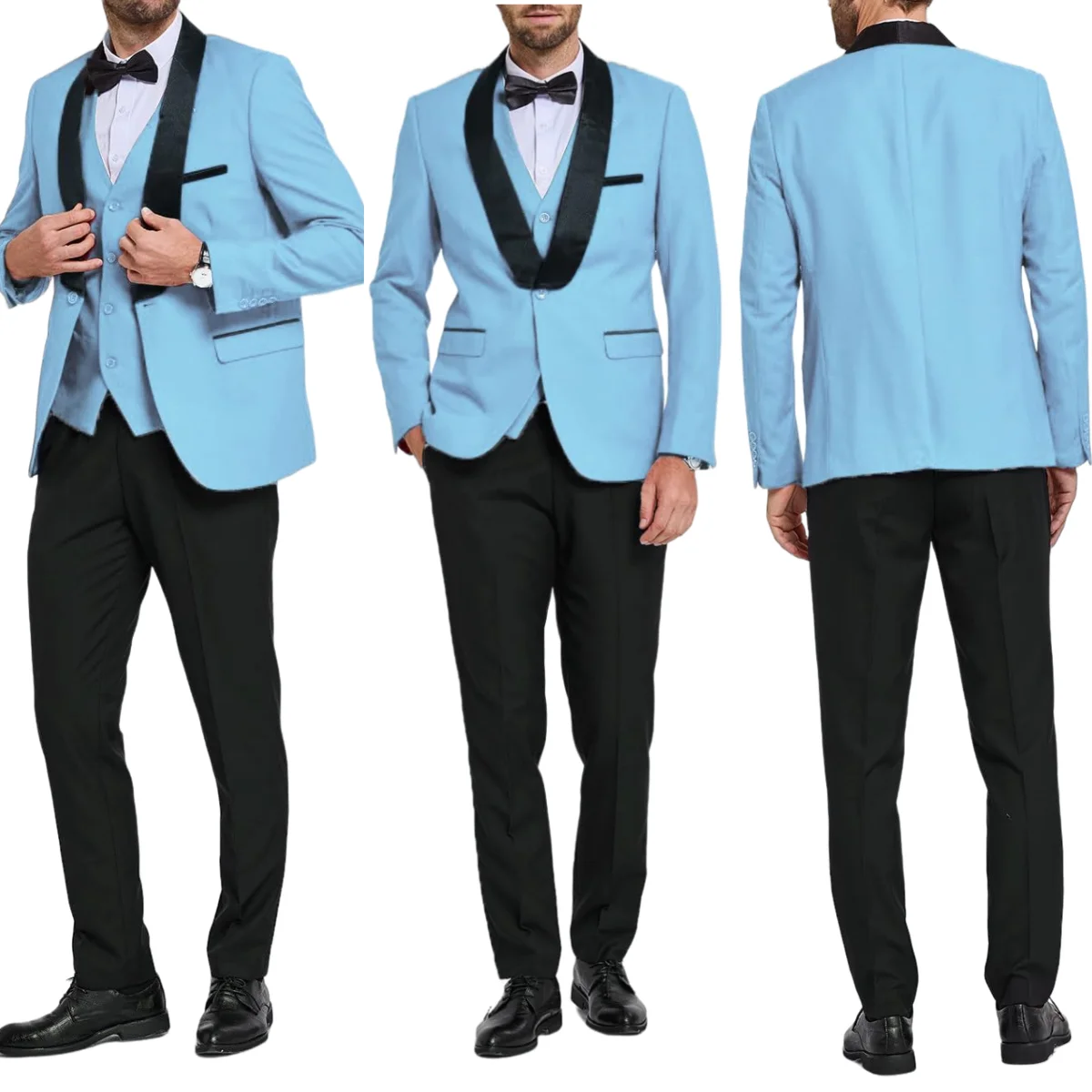 DMDRS-Conjunto de traje clásico para hombre, esmoquin de cena, ropa Formal, Blazer de novio de boda, chaleco, pantalones, pajarita, solapa de Chal, 4 piezas