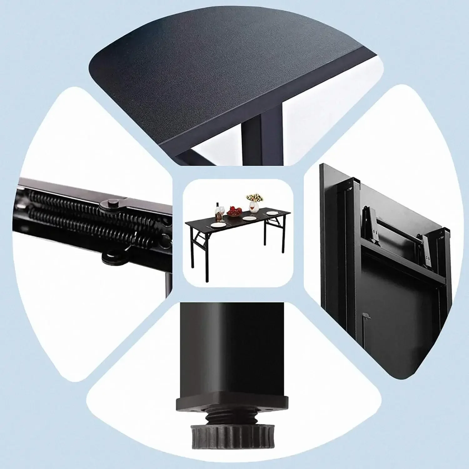 [سعر مخفض، حار بيع! ]مكتب مكتب منزلي - مكتب كمبيوتر كبير مقاس 60 بوصة، طاولة سوداء قوية قابلة للطي، كمبيوتر ألعاب T