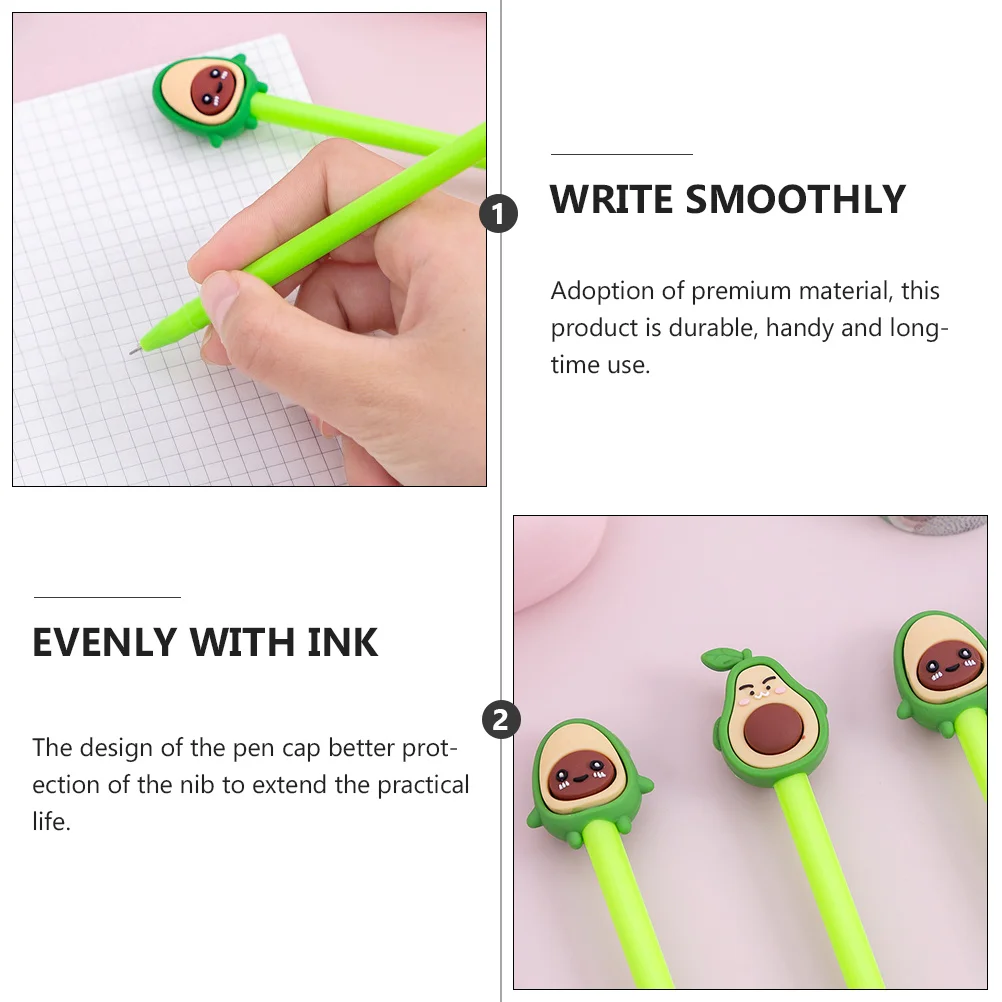 20 Pcs Ball Point Pens Avocado Gel Cartoon Girl Roller for Office Ink Student Marker