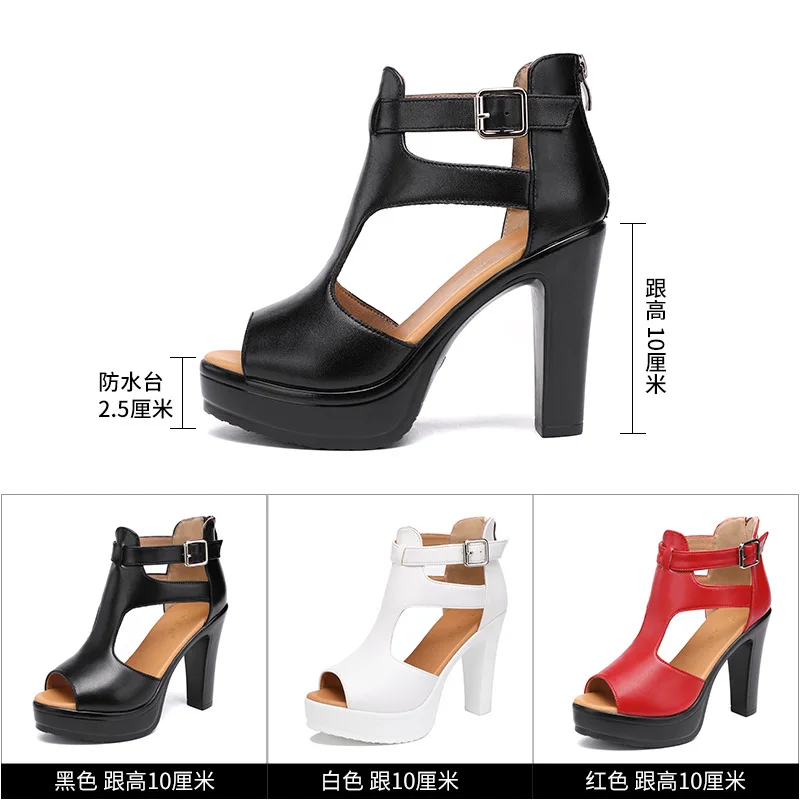 Novedad de verano, tacones súper altos, zapatos de plataforma impermeables para mujer, sandalias sexis de pez negro romano para mujer, zapatos de fiesta de boda