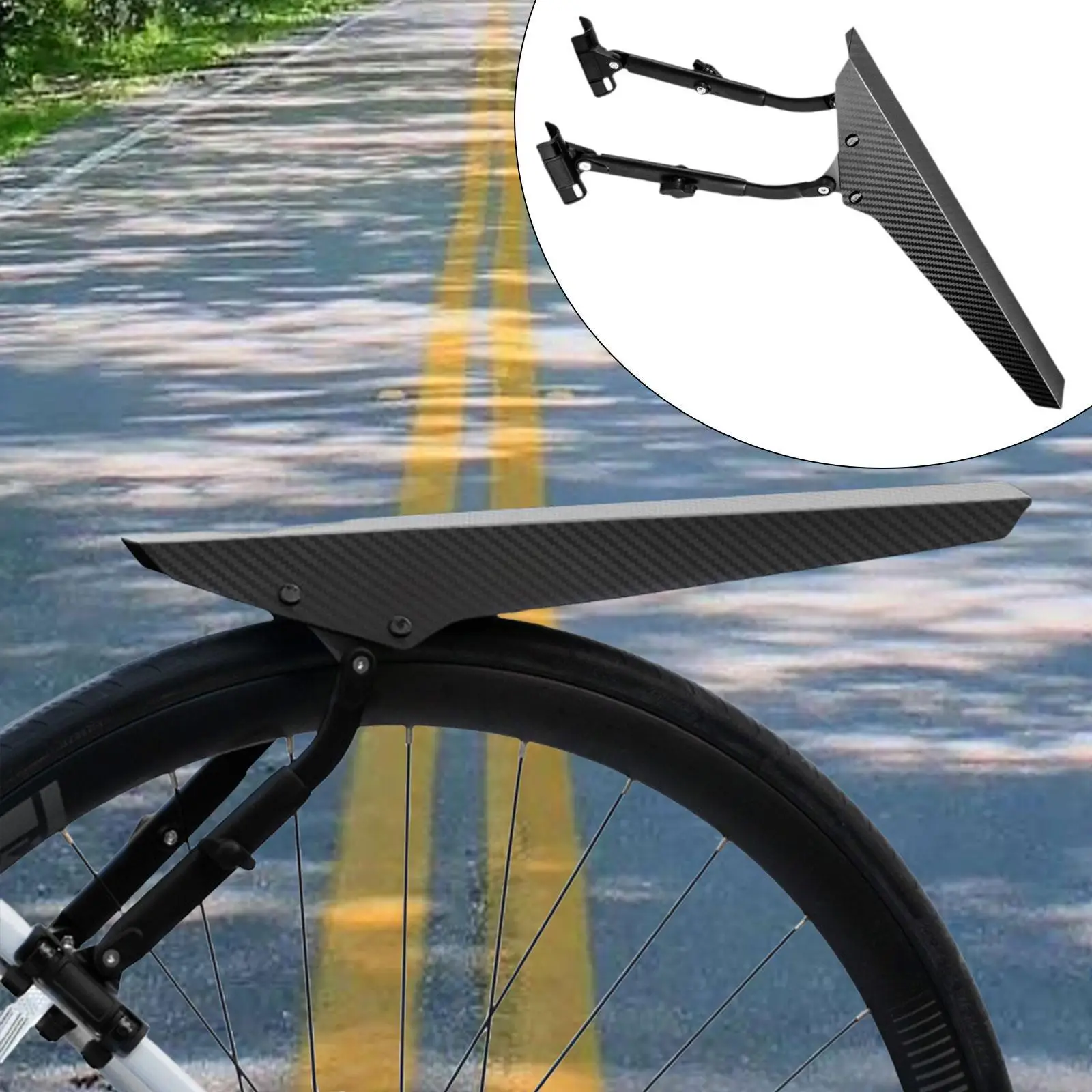 الطريق دراجة درابزين دراجة درابزين أسود عالمي خفيف قابل للتعديل عجلة حماية غطاء كامل Mudflap الدراجات الملحقات