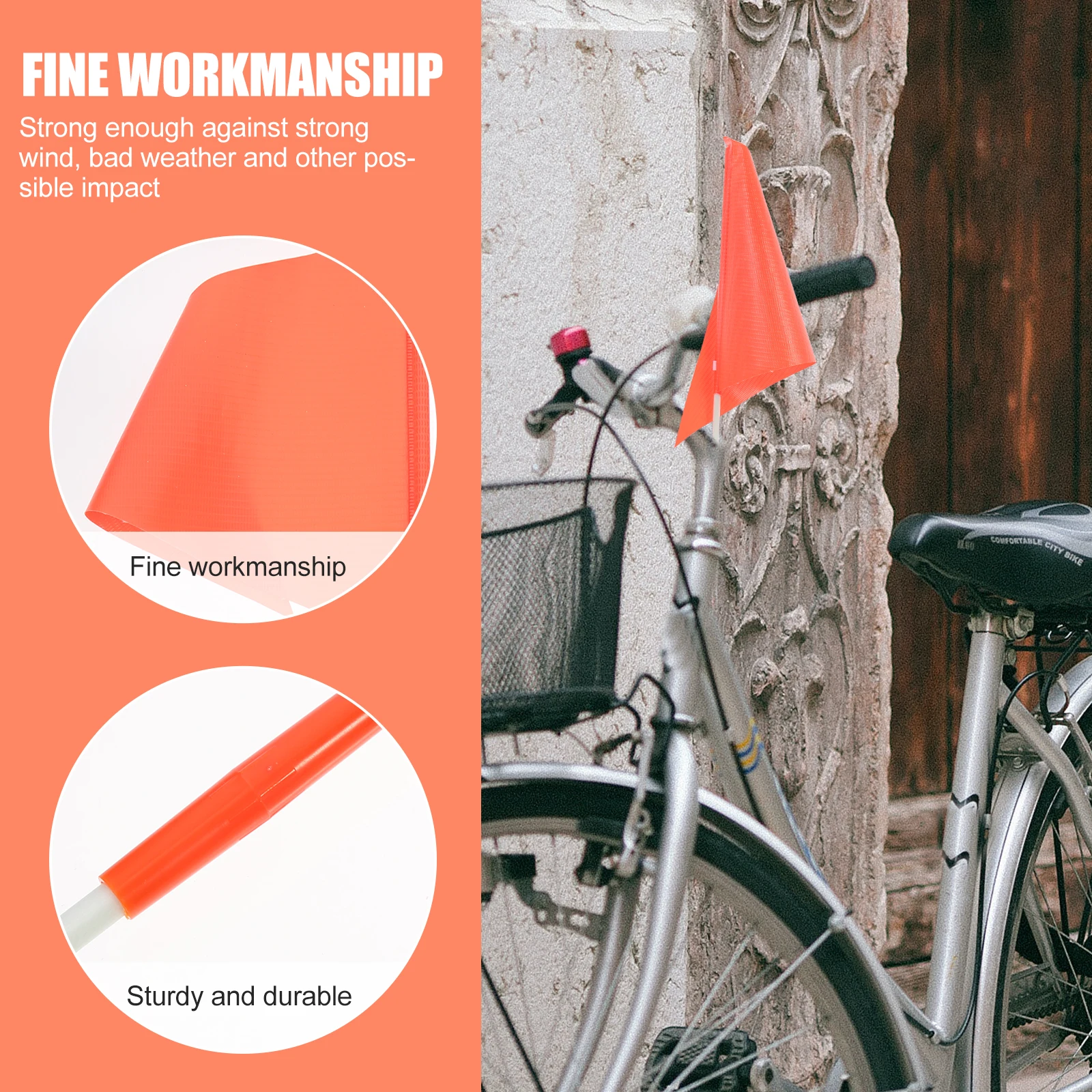 

2Pcs Bike Flagpole Kit -Resistant Safety Flags for Bike Car Truck Cycling Advertising Supply Advertising Cycling Flag