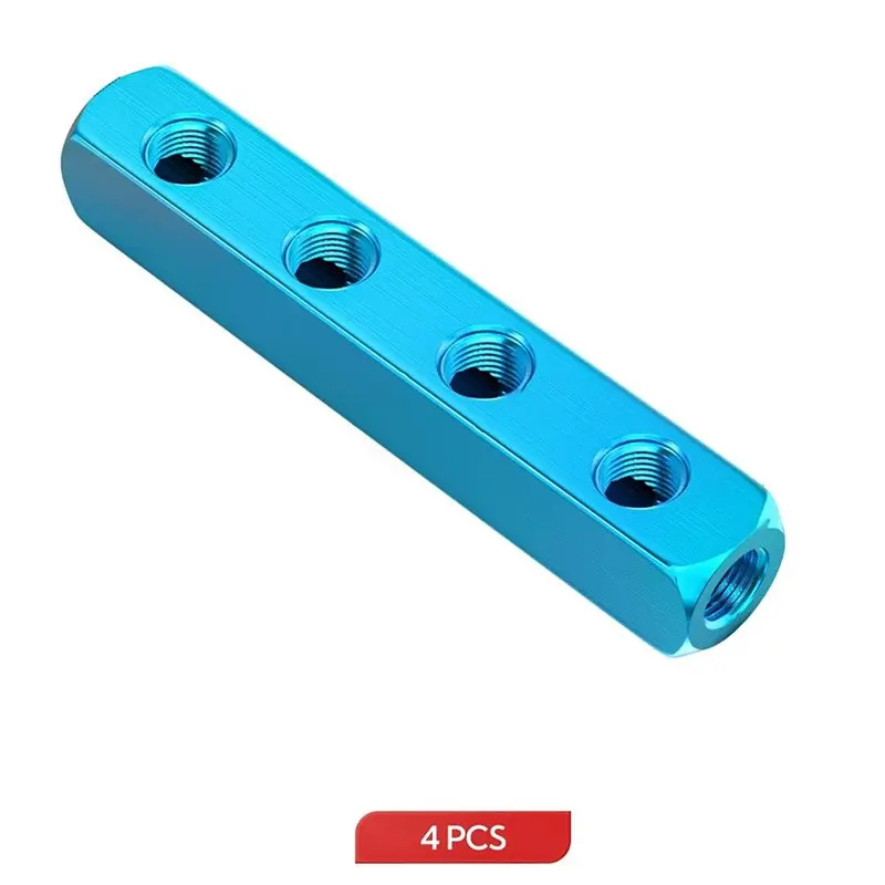 Dostawa w 24 godziny 4 szt. 4-drożny 7-portowy blok rozdzielający do kompresora powietrza z portami wyjściowymi 1/4 cala, aluminiowy blok rozdzielający do rozprowadzania powietrza