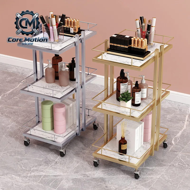 Light Luxury Movable Tool Trolley Beauty Salon Nail Eyelash Embroidery Instrument Storage Shelf