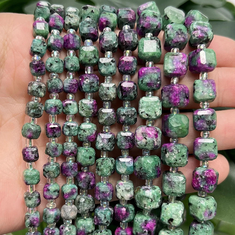 6/8/10mm Epidot Zoisit Stein Perlen Naturstein Perlen Quadratische Perlen für Schmuck Machen DIY Armband halskette 15''