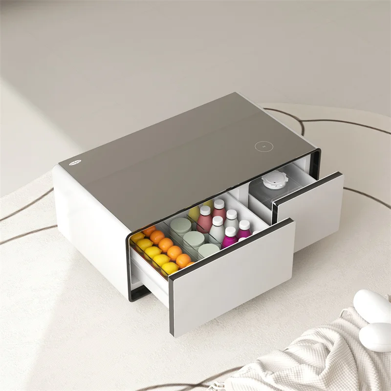 

2024 New Mini Bar Frozen Multifunctional smart Coffee Table with wireless charging frozen drawer