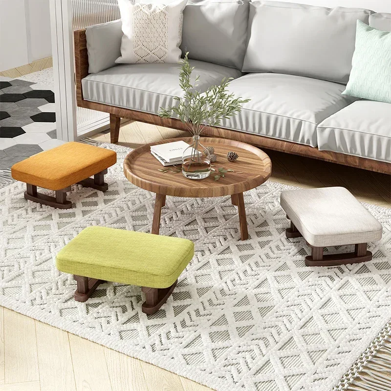 Colorful Small Wooden Stool with Non-Slip Pad Footrest Seat Square Household Living Room Hallway Sofa Tea Stools
