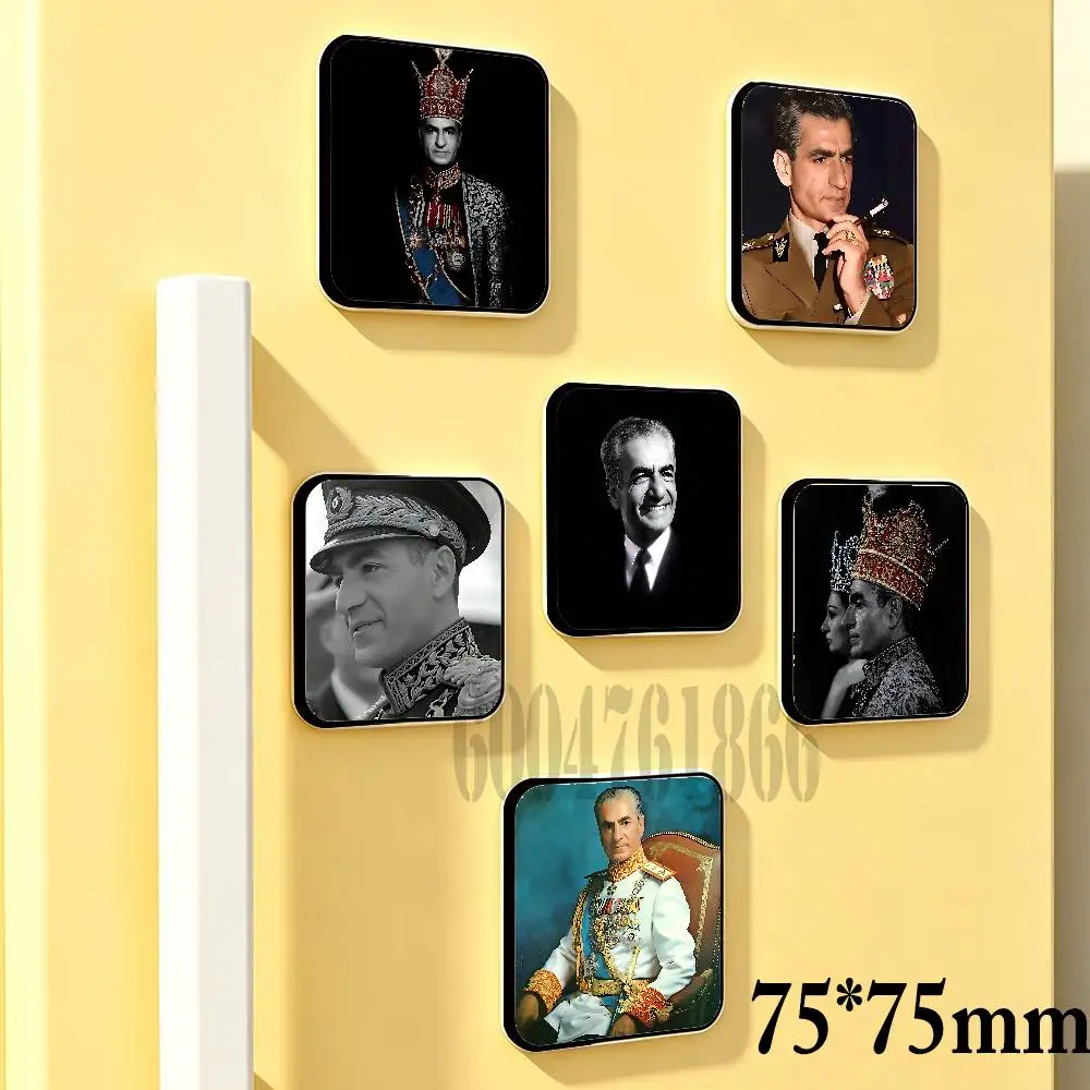 M-Mohammad Reza Shah Pahlavi 75mm Square Fridge Magnet Cute Refrigerator Magnet Office Cabinet & Home Kitchen Decoration Gift
