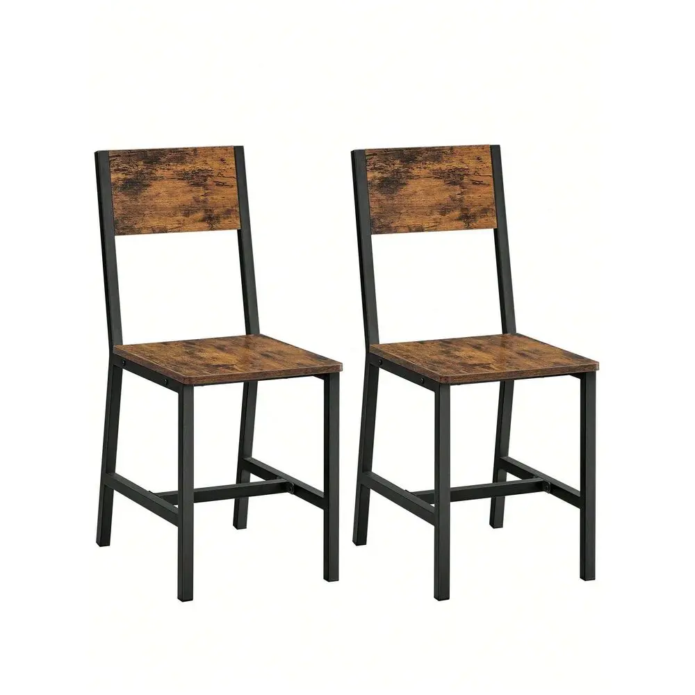 

Dining Chair Set Of 2, Industrial Accent Chairs, Steel Frame, For Dining Room, Living Room, Kitchen, Rustic Brown And Black