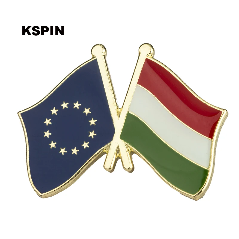 EU & Hungary Flag Badge Pins Badge Brooch Badges on Backpack Pin Brooch