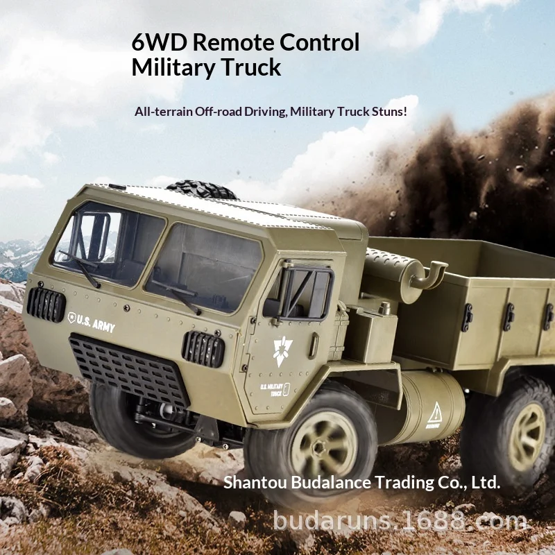 Budaruns Rc Six Wheel Drive Military Truck Off Road All Terrain Simulated Heavy Load 1 12 Scale Model For Adult Hobby Collectors