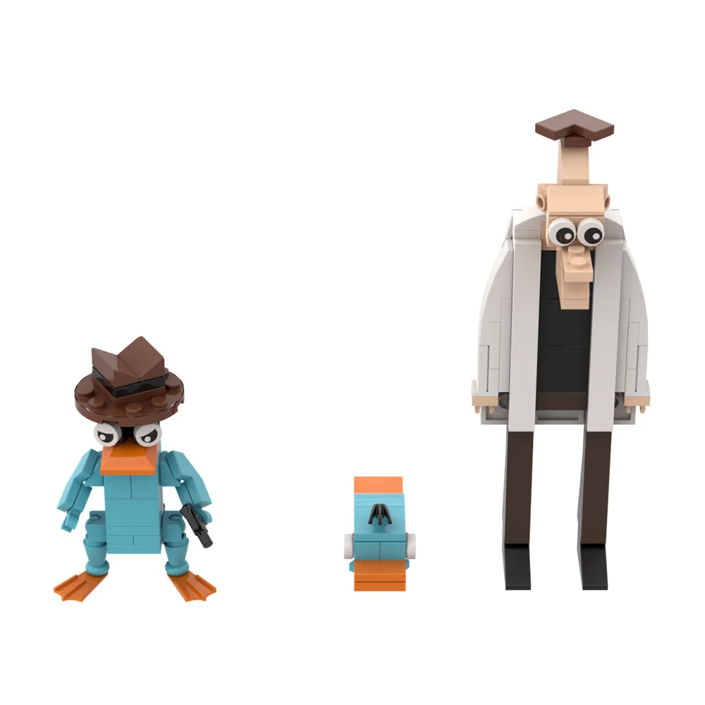 

Gobricks MOC Phineas and Ferb Building Blocks Model Perry the Platypus Dr. Heinz Doofenshmirtz Figure Bricks Assembly Toys Gifts