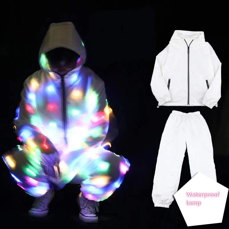 Led Lighs Waterproof Clothes Cool Night Running Props Led Light Up Rave Jacket Adult Kids Dance Performance Fancy Dress Flash