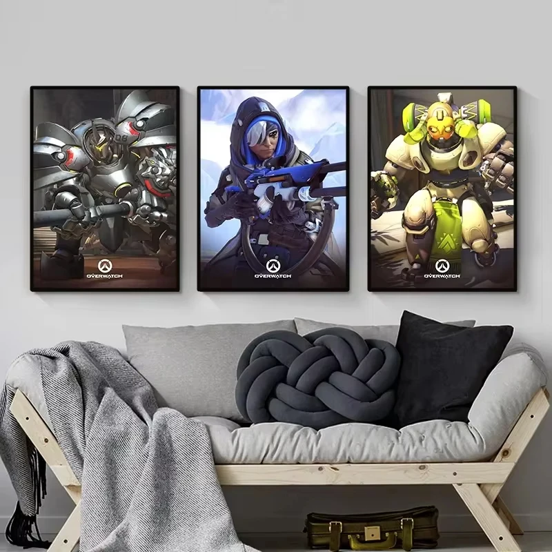 AA Pop لعبة فيديو Overwatch شخصيات McCree Reaper الفن حائط لوح رسم يطبع صورة لغرفة اللاعبين بار ديكور المنزل
