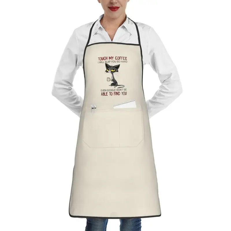 

Touch My Coffee I'll Slap You So Hard Cartoon Printed Apron Kitchen Waiter Apron Cooking Baking Restaurant Aprons With Pockets