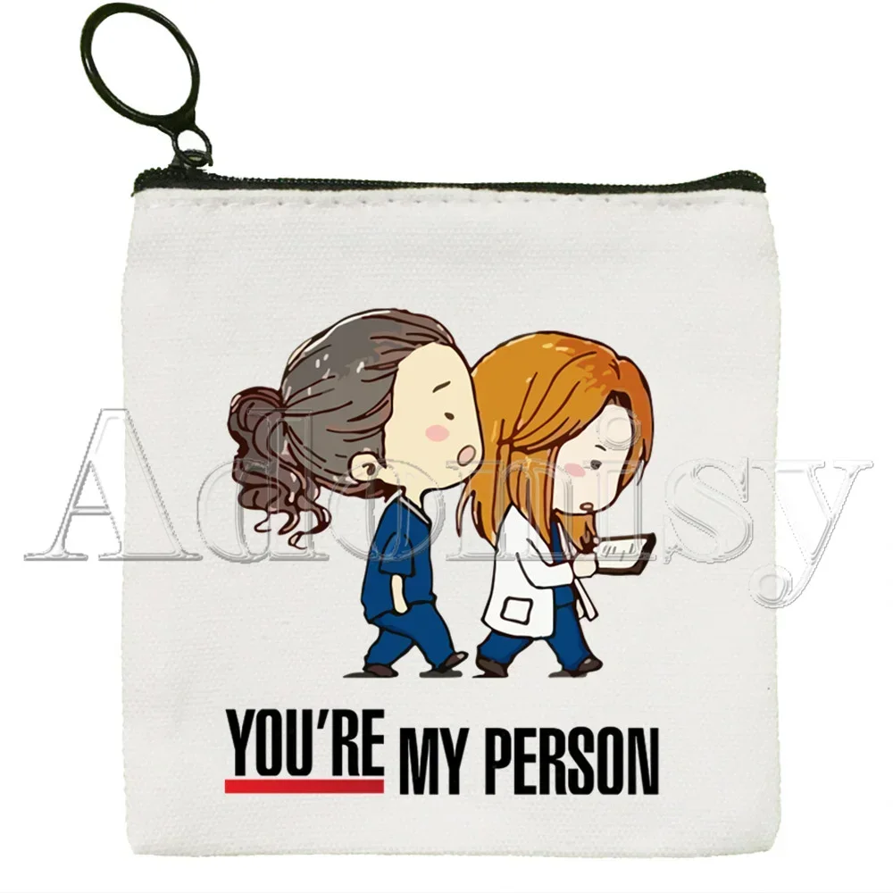 Greys Anatomy Coin Purse Female Fabric Small Purse Mini Clutch Bag Cute Korean Canvas Key Case Coin Purse