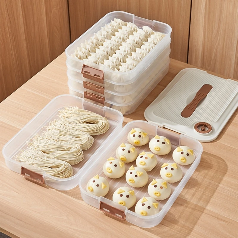 Multi-layer Dumpling Storage Box with Lid Multipurpose Supplies for Kitchen Wonton Refrigerator Organization