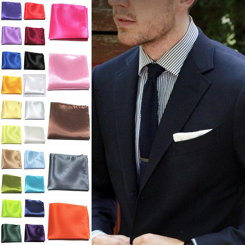 Luxury Men Square Handkerchief Solid Color Hankies Silk Hanky Business Suit Pocket Towel Wedding Banquet Party Gift Accessories