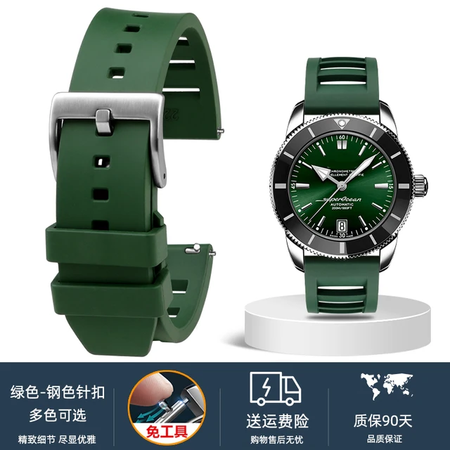 Yuksek kaliteli yumu ak flor kaucuk kordonlu saat 20mm 22mm Breitling Superocean navitimer avenger icin katlan r toka silikon kay AliExpress 1511