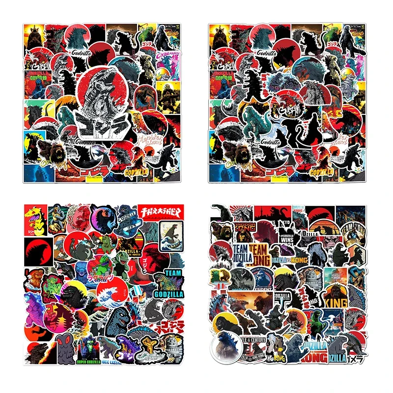 

50pcs Godzillas Vs Kong Stickers Cute Anime Cartoon DIY Phone Decorate Sticker Decal for Kid Toy Graffiti Planner Gift New Movie