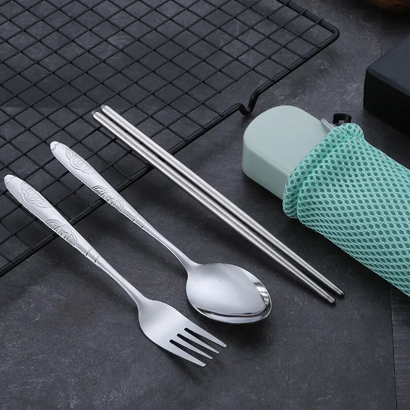 Stainless Steel Dinnerware Sets with Case Household Outdoor Travelling Portable Food Grade Kitchen Dinner Students Cutlery Set - view 4