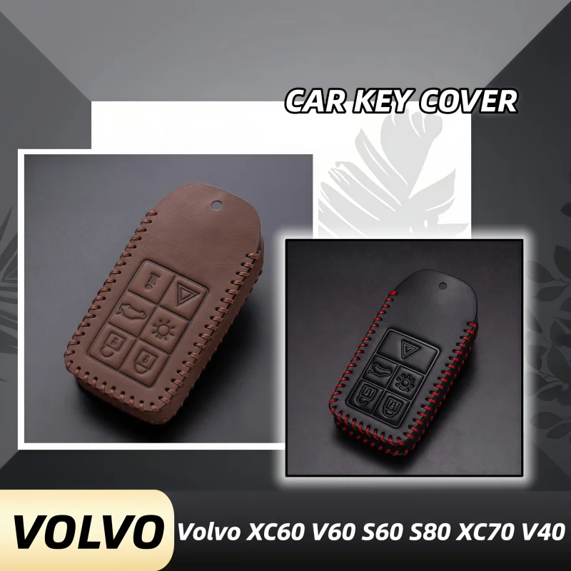 

5/6 Buttons Fashion Leather Car Remote Key Case Cover For Volvo S60L XC60 S80L V60 V40 Fob Replacement
