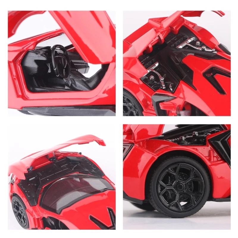 Model samochodu HYPERSPORT Super Sport z metalu odlewanej ciśnieniowo w skali 1:32, kolekcjonerski, z dźwiękiem i światłem, modny ornament.