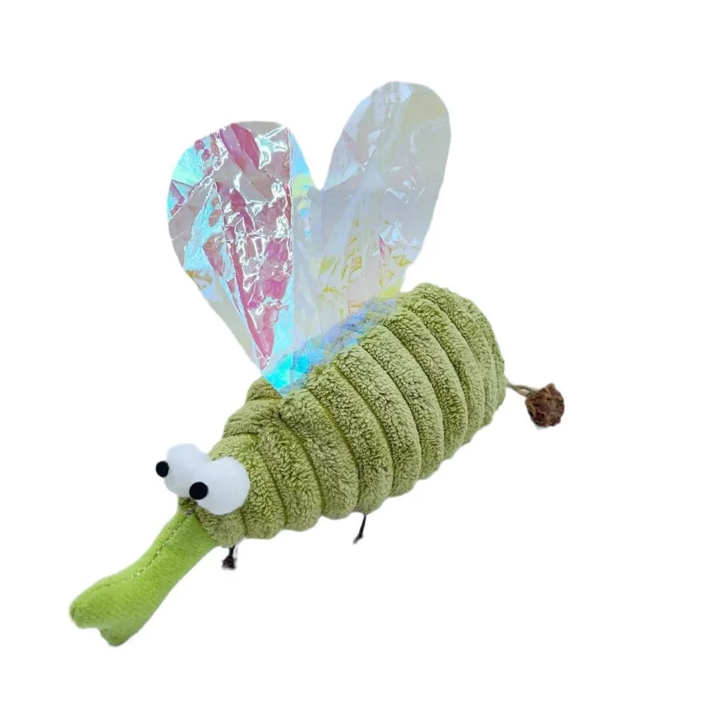 

Green Fluffy Pet Cat Toys Bite Resistant Soft Interactive Cat Toys Simulated Mosquito Cat Plush Toys Teeth Cleaning