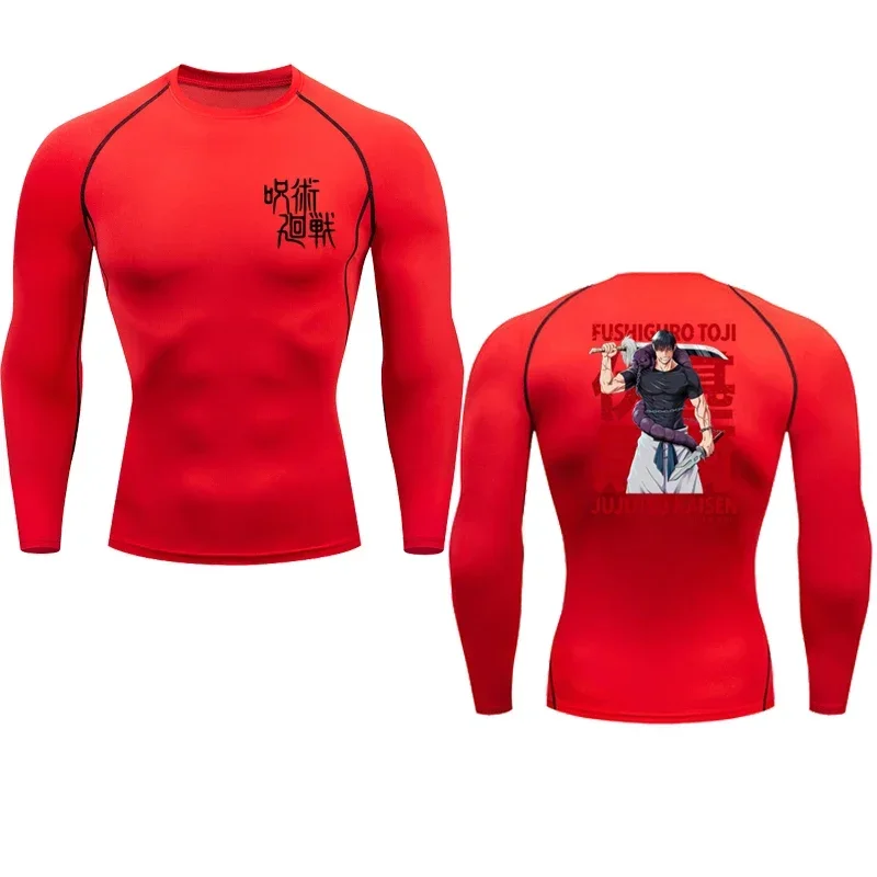 

Мужской Эластичный компрессионный свитшот с длинным рукавом для фитнеса в тренажерном зале, новинка 2024, повседневный свитшот с рисунком в стиле аниме с коротким рукавом