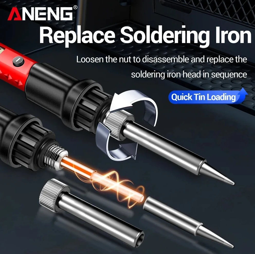 

Электрический паяльник с цифровым дисплеем и регулировкой температуры ANENG SL105, регулировочная ручка SL104, портативный набор для пайки и ремонта.