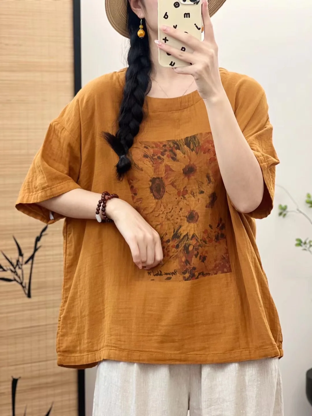 100% Double layers cotton yarn shirts and blouses for women summer short sleeve shirts Japanese style loose tops oversize shirts