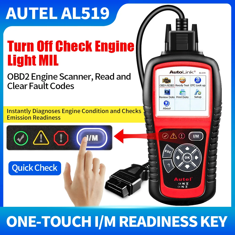AUTEL AL519 OBD2 Scanner, Enhanced Mode 6, Car Tool Read VIN Automotive Diagnostic Instrument Engine Detection Clear Code Reader