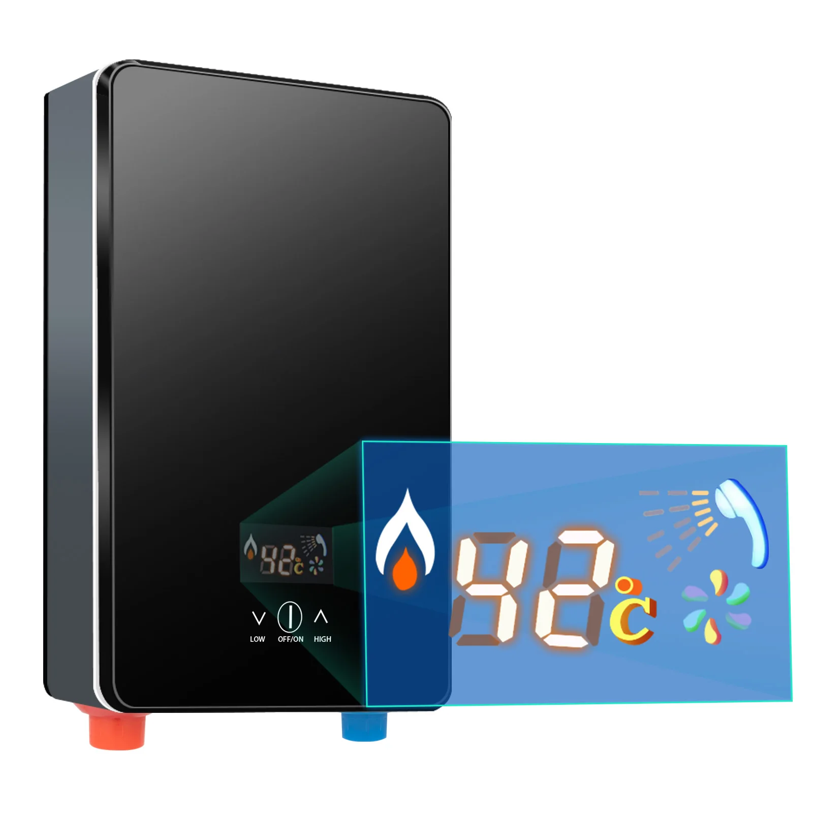 

6500W Electric Water Heater Fast Heating 30-60℃ Thermostat Function High Safety Shower Kitchen Instant Heating Water