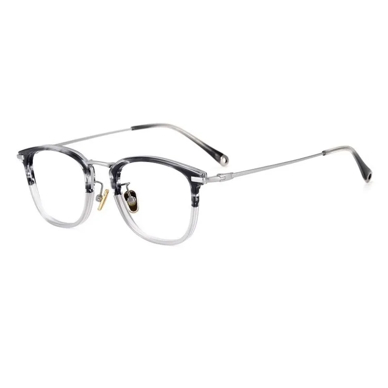 

Japanese handmade square frame myopia glasses frame, male and female tortoiseshell color nose pad frames, designer flat