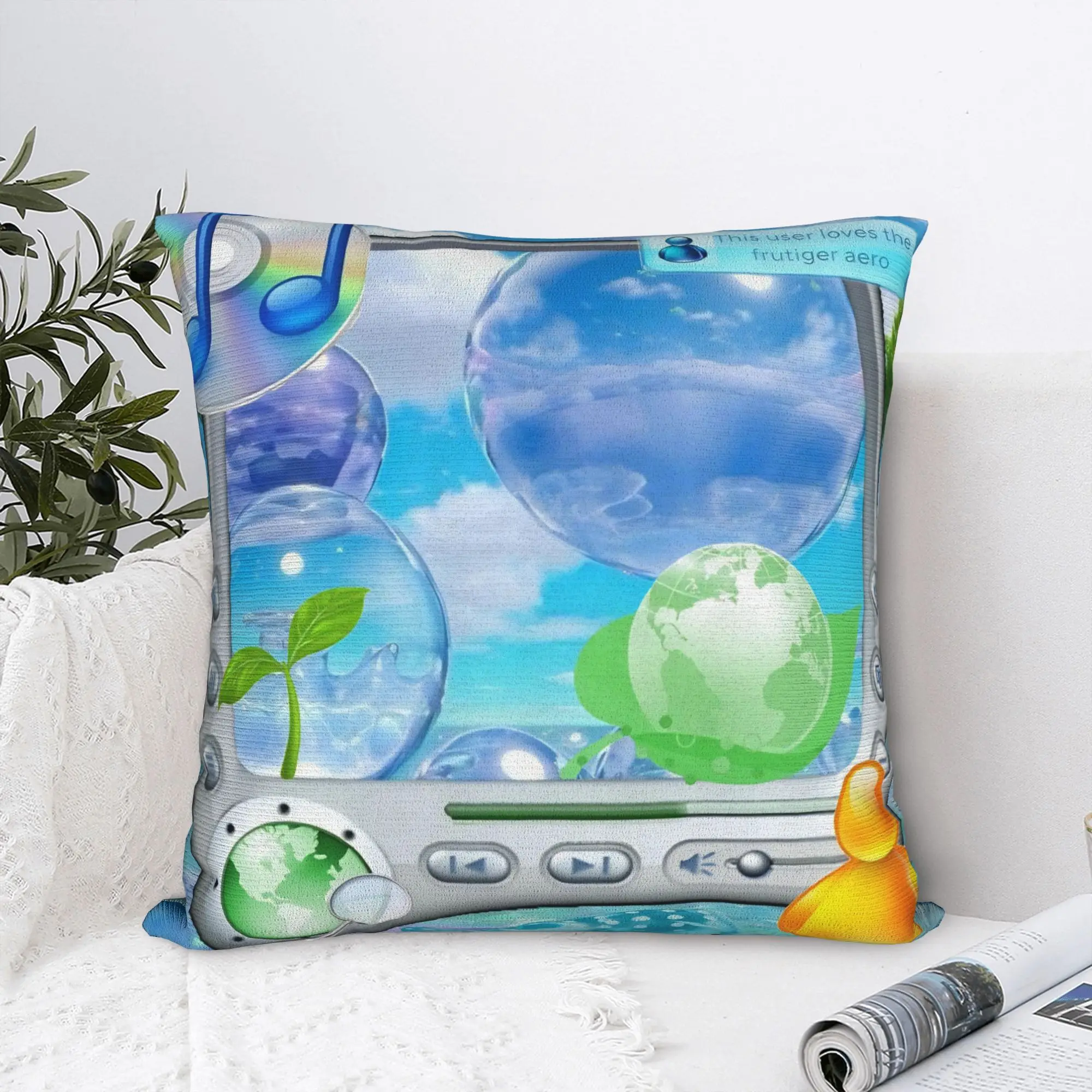 Electronic Y2K Frutiger Aero Pillowcase Polyester Cushion Cover Decoration  Throw Pillow Case Cover Home Square 45*45cm