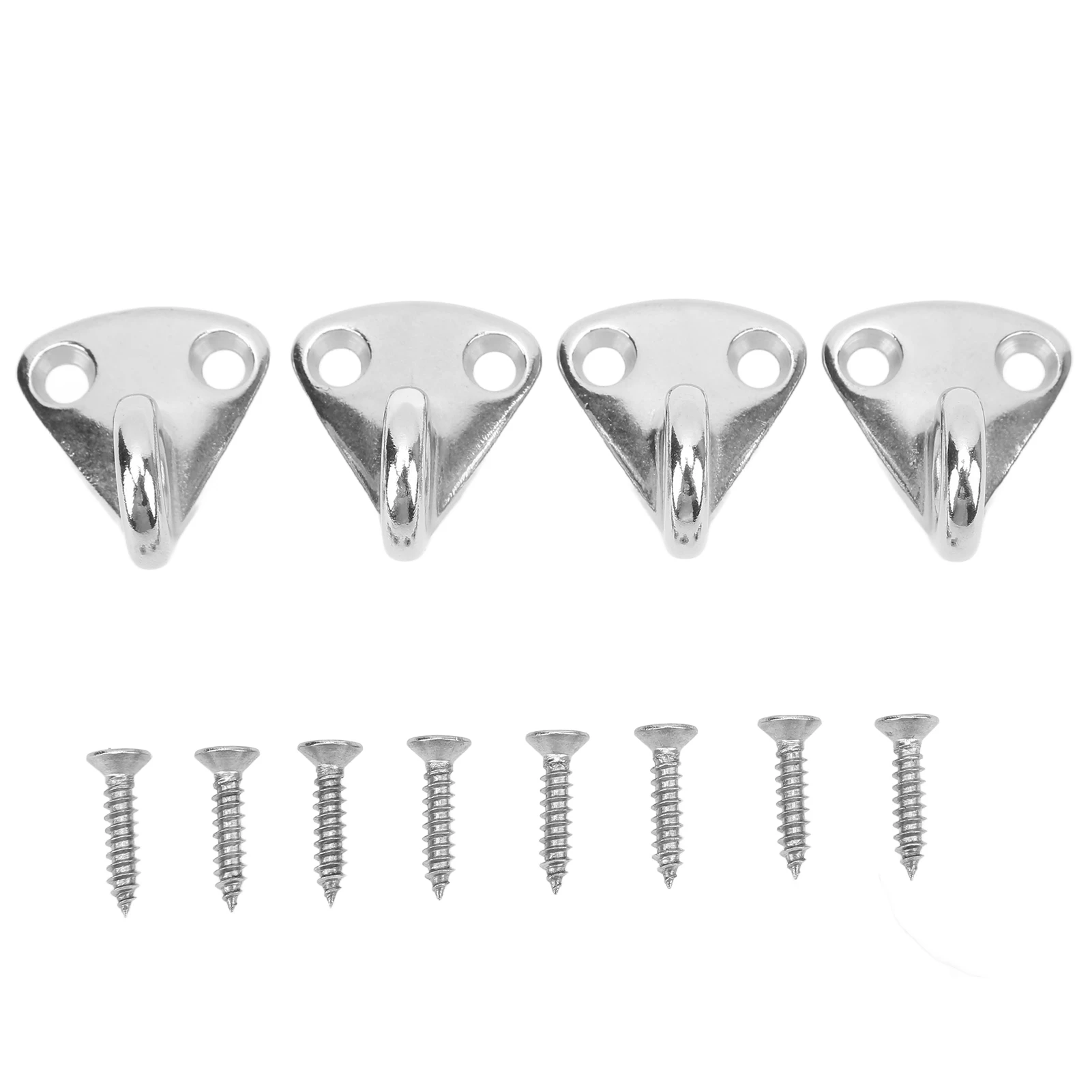 4PCS Fender Hook Stainless Steel Marine Ring Hook with 8 Screws for Tying Ropes and Hanging Clothing