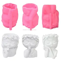 3D Portrait Vase Silicone Mold DIY Handmade Sculpture Flower Pot Resin Mold Plaster Craft Casting Mold Home Decoration