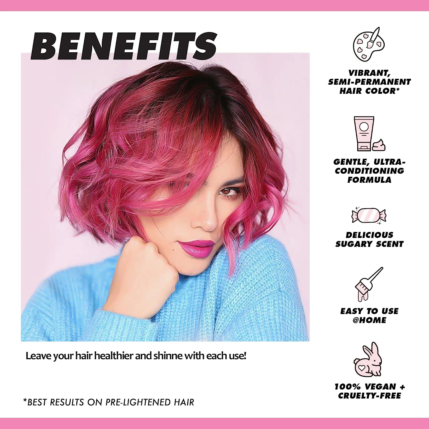 Gouallty Private Label Natural Ammonia Free Hair Dye Pink Blue 8 Colors Semi-permanent Hair Color Cream