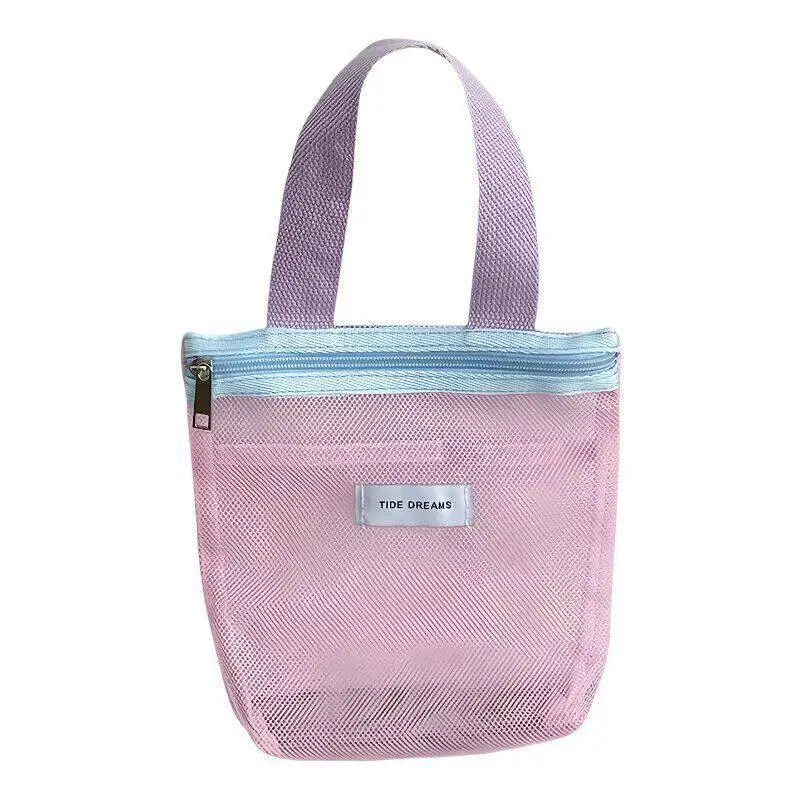 Atmungsaktive Kosmetiktasche aus Mesh mit sicherem Reißverschluss und bequemem Griff für die Organisation von Make-up und Hautpflegeartikeln auf Reisen. – Detail 5