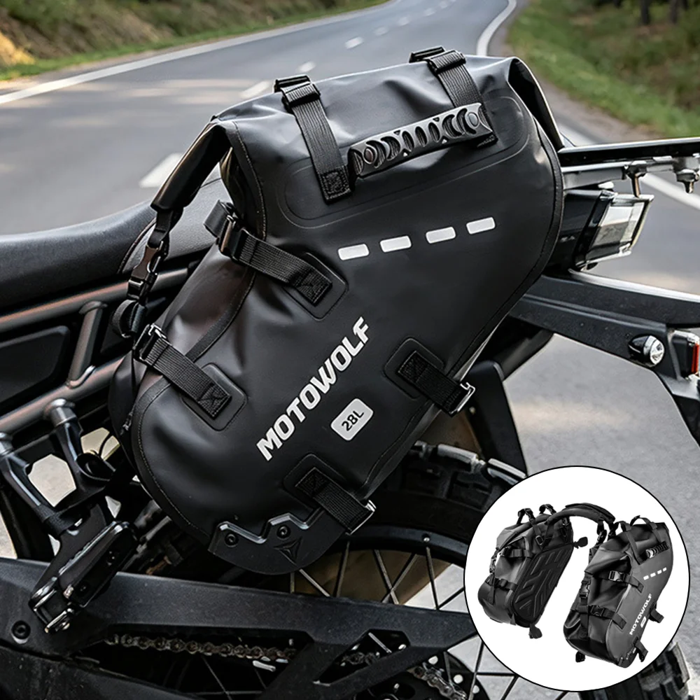 Waterproof Motorcycle Bag 18L/28L/48L Motorcycle Saddle Side Bag Large Capacity Universal Fit Motorcycle Pannier Bag
