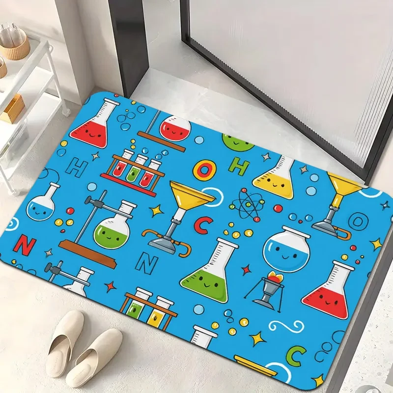 Funny Science Test Tube Floor Mat Chemical Love Heart Welcome Doormat for Living Room Balcony Bedroom Entrance Area Carpet