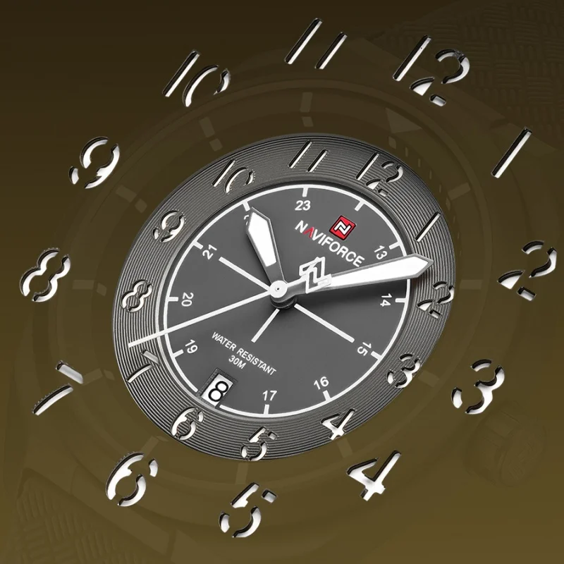 NAVIFORCE Men Quartz Calendar Watch 3ATM Waterproof Silicone Strap Luminous Dial Casual Sports Comfortable Daily Wear Male Watch view 3